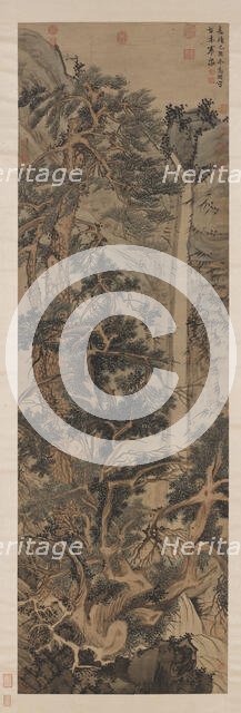 Old Trees by a Cold Waterfall. Creator: Wen Zhengming (1470-1559).