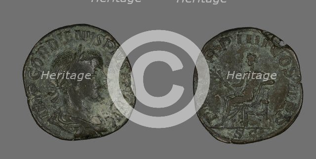 Sestertius (Coin) Portraying Emperor Gordianus, 238-244. Creator: Unknown.