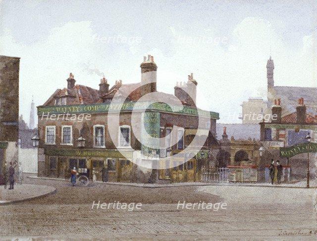 Green Gate Tavern at the junction of City Road and Bath Street, London, c1880. Artist: John Crowther