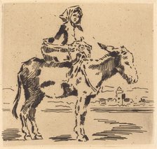 Cacoletière à la Tour (Woman Riding an Ass near a Tower). Creator: Felix Hilaire Buhot.