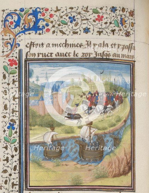 English king Richard I Lionheart conquered the island of Cyprus in 1191. Miniature from the Historia by William of Tyre, 1460s. Artist: Anonymous  