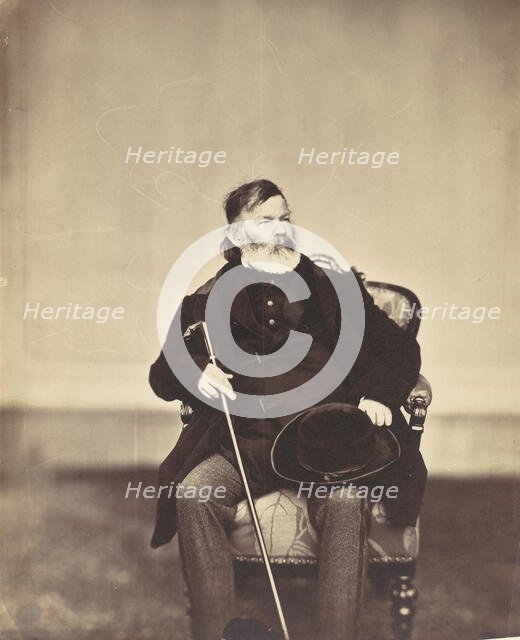 [Seated Man with Cane and Hat], 1850s-60s. Creator: Franz Antoine.
