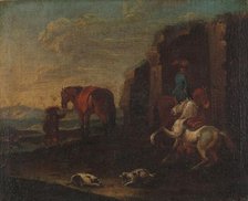 Travellers by a Ruin, c.1700. Creator: Anon.
