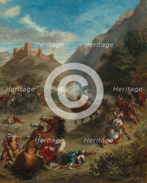 Arabs Skirmishing in the Mountains, 1863. Creator: Eugene Delacroix.