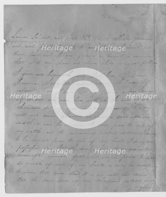 Will and testament of Daniel Juzan, 1825. Creator: Unknown.