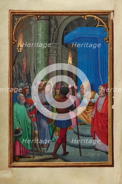 Christ before Caiaphas; Prayer Book of Cardinal Albrecht of Brandenburg, about 1525-1530. Creator: Simon Bening.