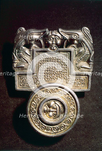 Gilt-Bronze Brooch, Germanic Iron Age, Denmark, c.500AD. Artist: Unknown.