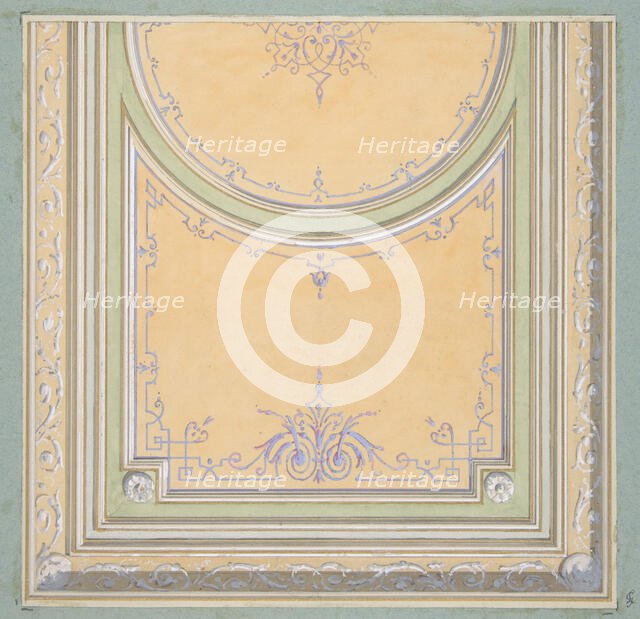 Design for the painted decoration of a ceiling, 1830-97. Creators: Jules-Edmond-Charles Lachaise, Eugène-Pierre Gourdet.