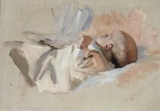 Lying child, sketch for the painting Christmas morning, 1888. Creator: Albert Edelfelt.