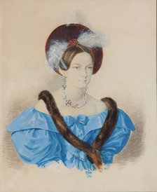 Portrait of Baroness Alexandra Benediktovna Tiesenhausen (1814-1866), 1830s. Artist: Pokrovsky, A.A. (active c. 1830)