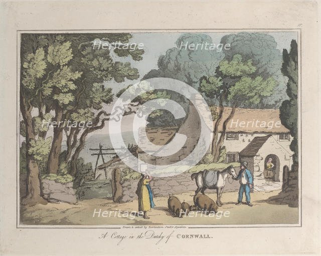A Cottage in the Dutchy of Cornwall, from "Sketches from Nature", 1822., 1822. Creator: Thomas Rowlandson.