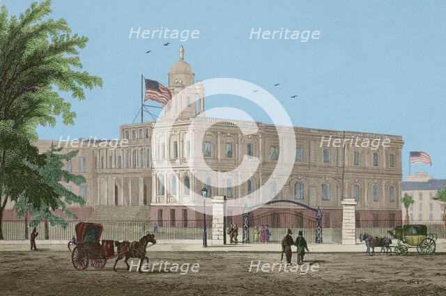 City hall, New York, 1837, (1850).  Creator: Jules Louis Arnout.