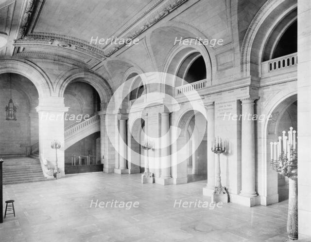 Main entrance hall, the New York Public Library, c.between 1910 and 1920. Creator: Unknown.