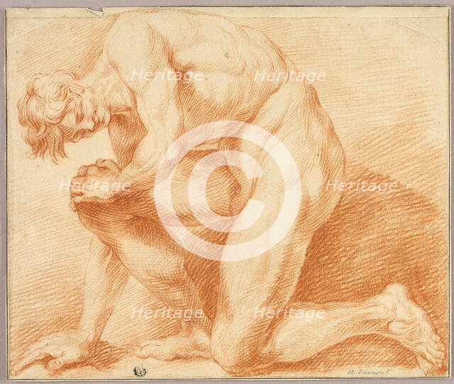 Kneeling Academic Male Nude, n.d. Creator: Antoine Dumont.