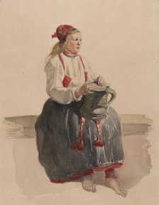 Young woman in costume seated full length. (c1860s). Creator: Vilhelm Wallander.