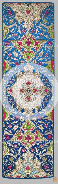 Alhambra textile panel with double border, France, about 1865. Creator: Mathevon et Bouvard.