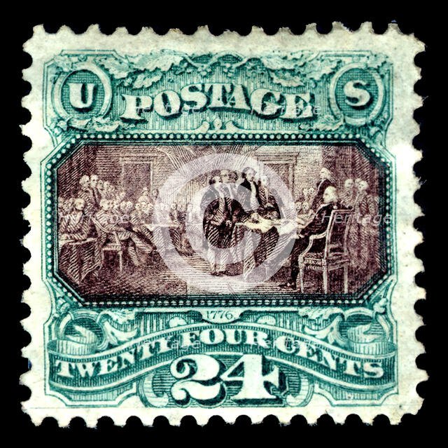 24c Declaration of Independence re-issue single, 1875. Creator: National Bank Note Company.