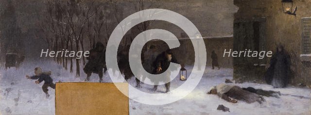 Esquisse pour le cabinet du préfet à l'Hôtel de Ville : La recherche des blessés durant..., 1889. Creator: Paul Albert Baudouin.