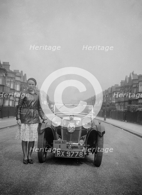Kitty Brunell with her MG Magna at the RSAC Scottish Rally, 1932. Artist: Bill Brunell.