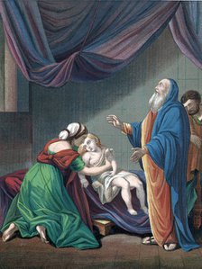 Elijah, Old Testament prophet, raising the widow's son from apparent death, c1860. Artist: Unknown