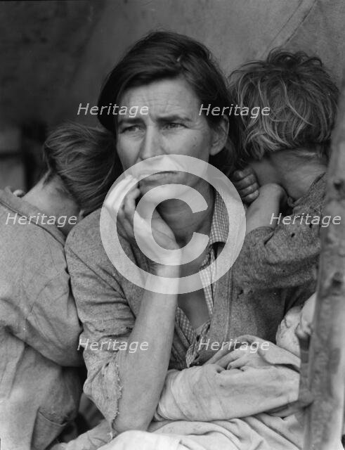 Destitute pea pickers in California, mother of seven children, Nipomo, California, 1936. Creator: Dorothea Lange.