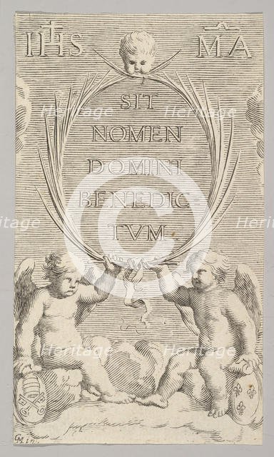 Two Angels Seated on Clouds. Creator: Claude Mellan.