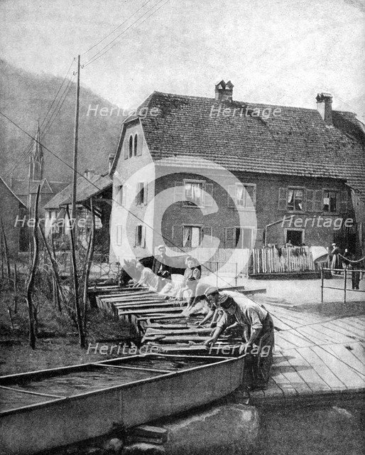 French soldiers doing their laundry, World War I, 1915. Artist: Unknown