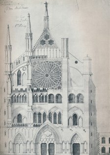 'Elevation of North Transept, Westminster Abbey, Showing Cut-Out with Wren's Scheme for Restoration' Artist: Unknown.