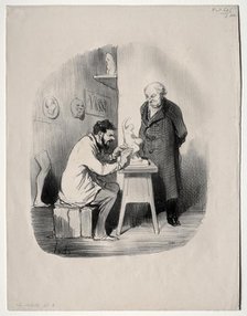 The Artists, plate 2: You must model me in this manner one day, 1848. Creator: Honoré Daumier (French, 1808-1879).