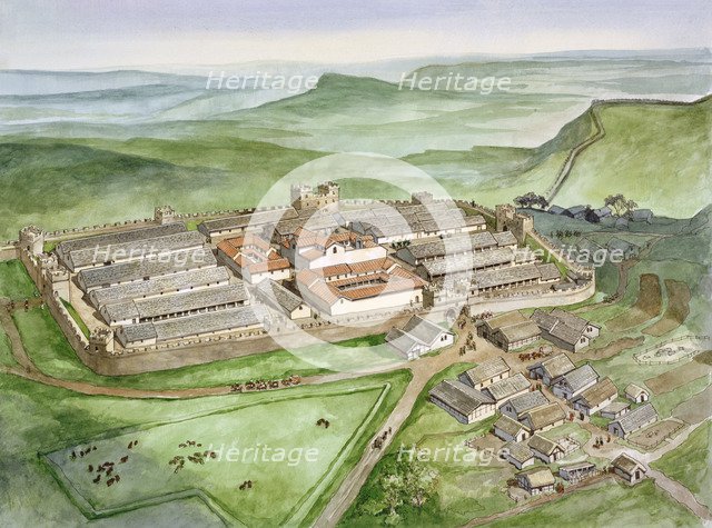 Housesteads Roman Fort, 2rd century, (c1990-2010). Artist: Philip Corke.