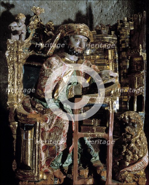 Saint Mark', detail of a Romanesque altarpiece of the 16th century.