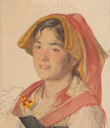 Head of an Girl from Civita d'Antino in Regional Dress ("Catarinella"), 1890. Creator: Peder Severin Krøyer.