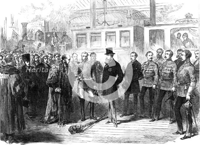 The Lord Mayor of Dublin presenting the City Keys to the new Lord Lieutenant,1869. Creator: Unknown.