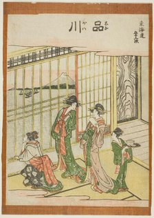 Shinagawa, from the series "Fifty-three Stations of the Tokaido (Tokaido gojusan..., Japan, c.1806. Creator: Hokusai.