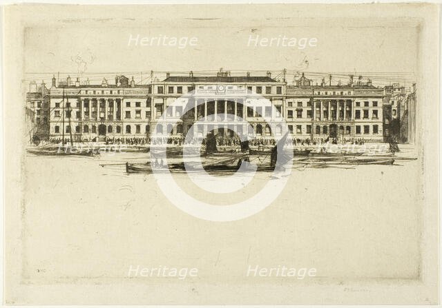 Custom House, plate one from the London Set, 1899. Creator: David Young Cameron.