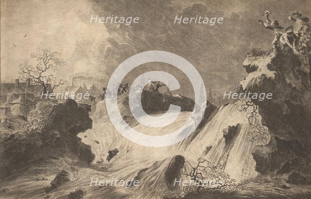 The Bursting of St. Anthony's Dike, 5 March 1651. Vertoninge...Amsterdam, 17th century. Creator: Pieter Nolpe.