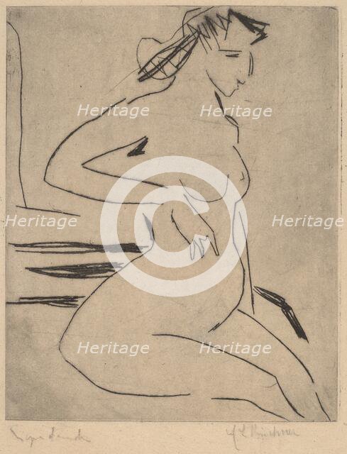 Female Nude Seated, 1909. Creator: Ernst Kirchner.