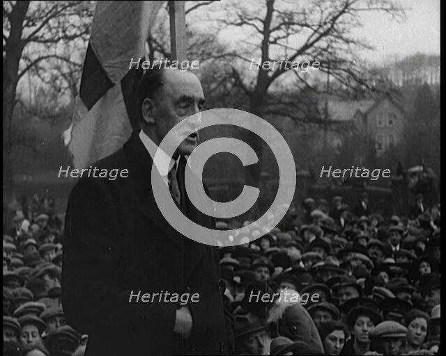 Edward Carson, Baron Carson, an Irish Unionist Politician, Speaking to a Crowd, 1921. Creator: British Pathe Ltd.