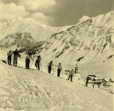 Skiing lesson, Arlberg, Austria, c1935.  Creator: Unknown.