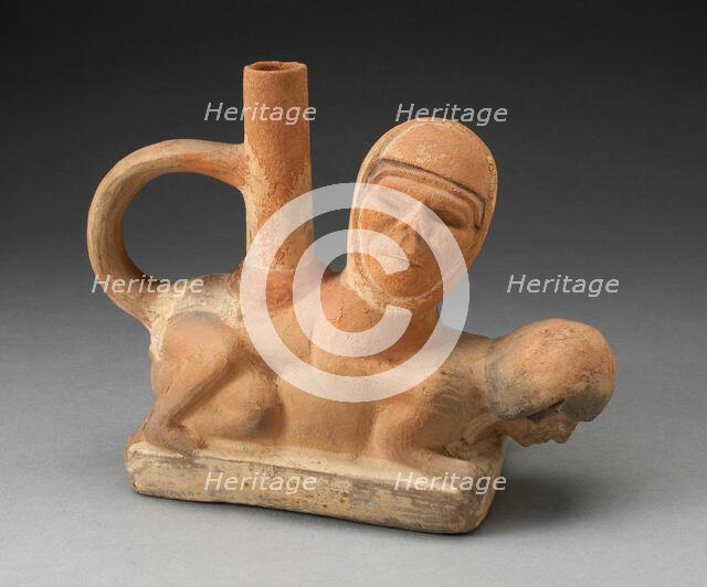 Handle Spout Vessel Depicting an Erotic Scene, 100 B.C./A.D. 500. Creator: Unknown.