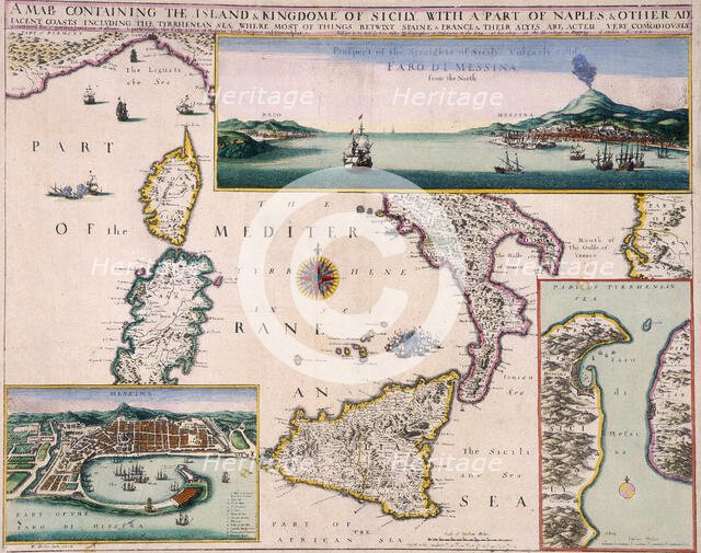'A Map Containing the Island and Kingdome of Sicily with a Part of Naples', 1676. Creator: Unknown.