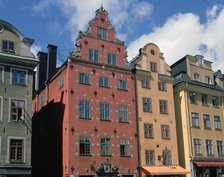 Colourful houses, Gamla Stan, Stortorget Square, Stockholm, Sweden.