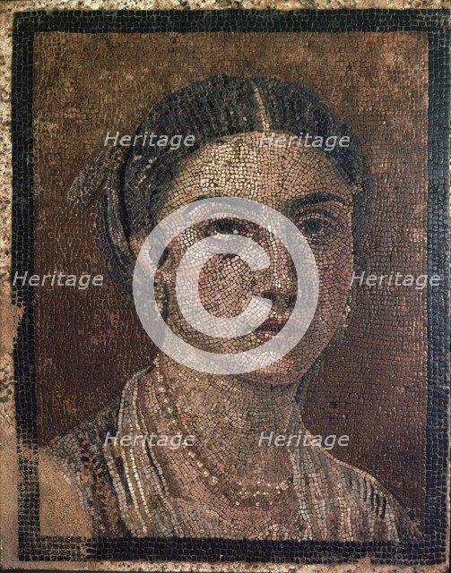 Portrait of a woman from a Roman floor mosaic, 1st century. Creator: Unknown.