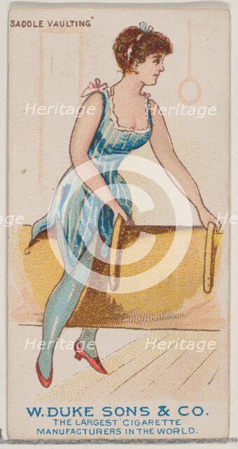 Saddle Vaulting, from the Gymnastic Exercises series (N77) for Duke brand cigarettes, 1887., 1887. Creator: Unknown.