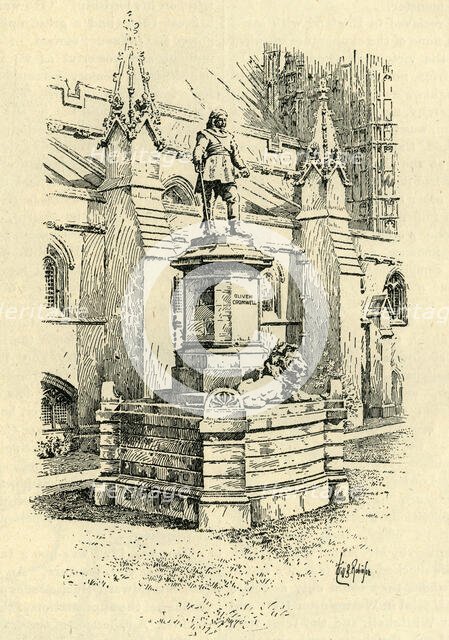 'The New Statue of Cromwell in Front of Westminster Hall', c1900. Creator: Will B. Robinson.