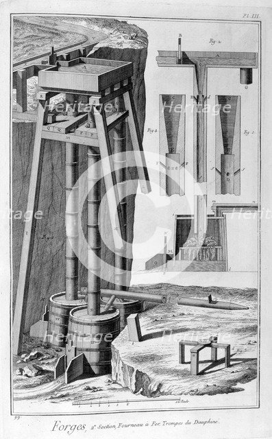 Smelting iron furnace, 1751-1777. Artist: Unknown