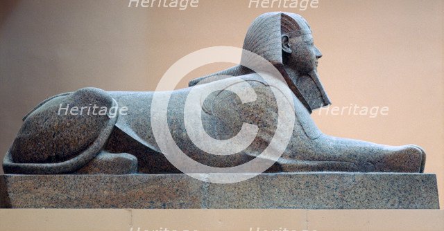 Granite sphinx of Hatshepsut, reign of Hatshepsut, Egyptian, 18th Dynasty. Artist: Unknown