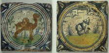 Tiles decorated with images of animals. Artist: Unknown