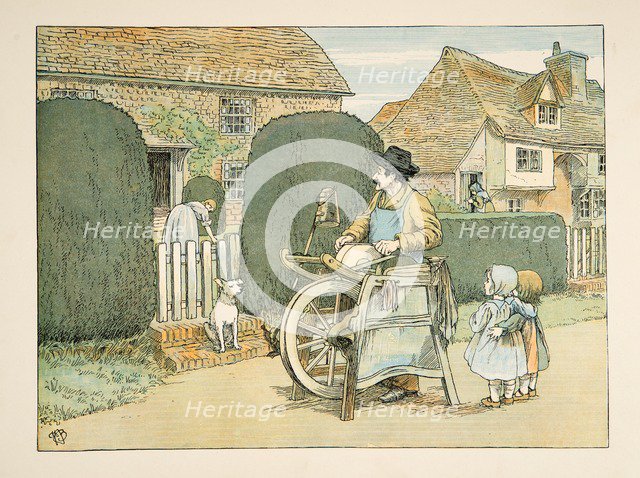 The Knife Grinder,  from Four and Twenty Toilers, pub. 1900 (colour lithograph)