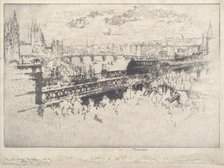 London over Charing Cross Bridge, 1910. Creator: Joseph Pennell.